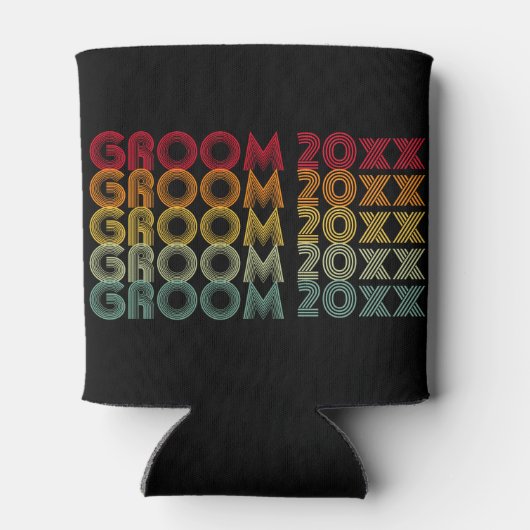 70s Style gelaagde tekst bruidegom met jaar Blikjeskoeler (Achterkant)