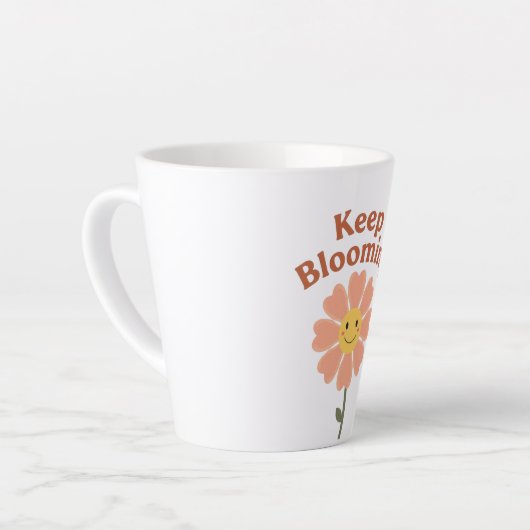 70s Style Happy Flower Graphic Latte Mok (Linkerhoek)