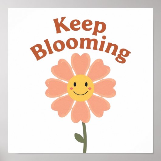 70s Style Happy Flower Graphic Poster (Voorkant)
