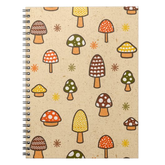 70s Style Retro Mushrooms Spiral Notebook Notitieboek (Voorkant)