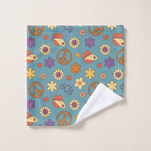 70s Style Towel Retro Boho Eclectic Bath Art Bad Handdoek (Wasdoekje)