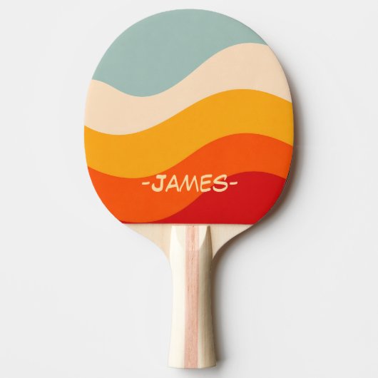 70s Sunset Wave Aangepaste Naam Ping Pong Bat Tafeltennisbatje (Voorkant)