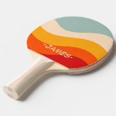 70s Sunset Wave Aangepaste Naam Ping Pong Bat Tafeltennisbatje (Voorkant Gekanteld)