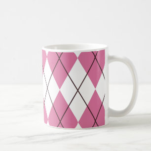 70s Tartan-Patroon Roze Koffiemok