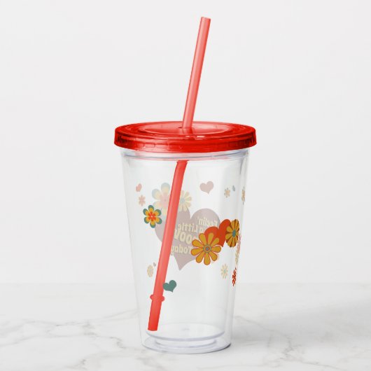 70's Theme Colors Groovy Flowers Acryl Drinkbeker (Achterkant)