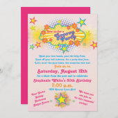 70s Theme Groovy Flower Power 50th Birthday Party Kaart (Voorkant / Achterkant)