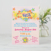 70s Theme Groovy Flower Power Party Invitation Kaart (Staand voorkant)