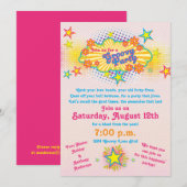 70s Theme Groovy Flower Power Party Invitation Kaart (Voorkant / Achterkant)
