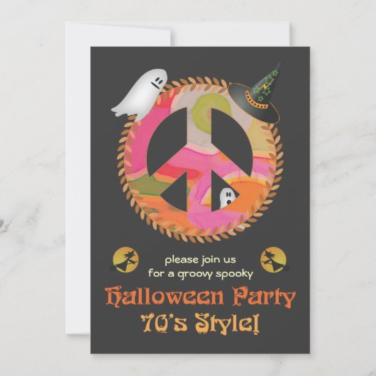 70's Theme Halloween Party Invitation Kaart (Voorkant)