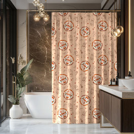 70s Vibe Curtain Funky Pastel Christmas Design Douchegordijn