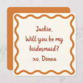 70s Vibe gepersonaliseerde bruidsmeisje of MOH voo Kaart (Voorkant / Achterkant)