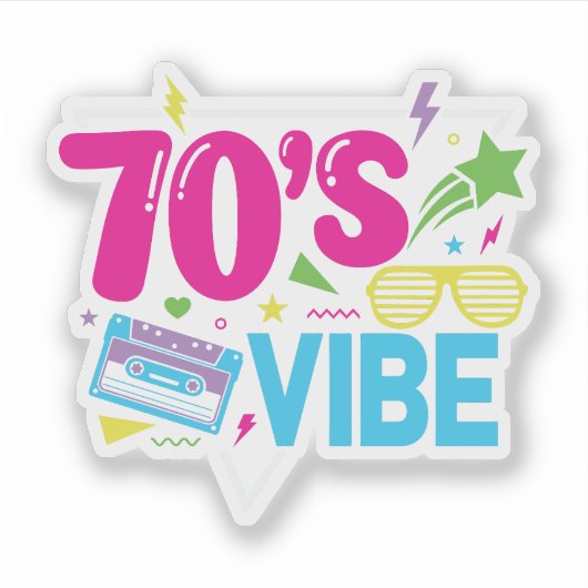 70's Vibe Retro Neon Stijl Sticker (Voorkant)