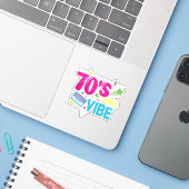 70's Vibe Retro Neon Stijl Sticker (Laptop met iPhone)