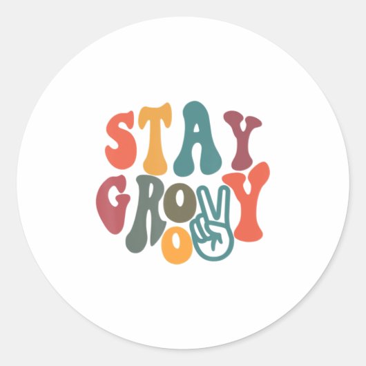  70S Vibes Peace Hippie Blijf Groovy Ronde Sticker (Voorkant)