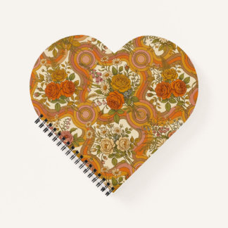 70s Vintage Retro Bloemmotief | Warme Aardse Bot Notitieboek