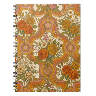 70s Vintage Retro Bloemmotief | Warme Aardse Botan Notitieboek