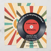 70s Vinyl Record Nostalgie Bruiloft uitnodiging (Voorkant / Achterkant)