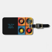 70s Vinyl Record Patroon Retro Bagagelabel (Voorkant horizontaal)