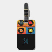 70s Vinyl Record Patroon Retro Bagagelabel (Voorkant verticaal)