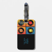 70s Vinyl Record Patroon Retro Bagagelabel (Achterkant verticaal)