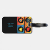 70s Vinyl Record Patroon Retro Bagagelabel (Achterkant horizontaal)