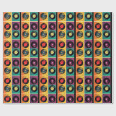 70s Vinyl Record Patroon Retro Cadeaupapier (Vlak)