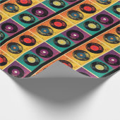 70s Vinyl Record Patroon Retro Cadeaupapier (Hoek)