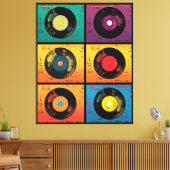 70s Vinyl Record Patroon Retro Canvas Afdruk (Insitu (Woonkamer))