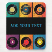 70s Vinyl Record Patroon Retro Muismat (Voorkant)