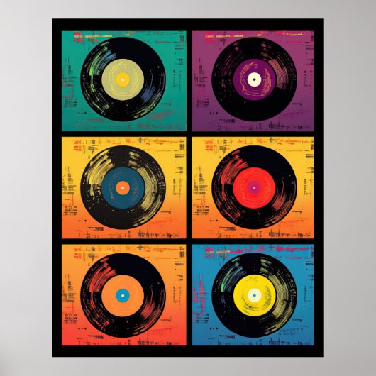 70s Vinyl Record Patroon Retro Poster (Voorkant)