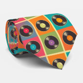 70s Vinyl Record Patroon Retro Stropdas (Opgerold)