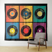70s Vinyl Record Patroon Retro Wandkleed (In Situ (horizontaal))