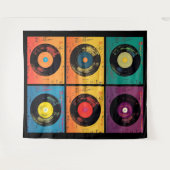 70s Vinyl Record Patroon Retro Wandkleed (Voorkant (horizontaal))