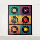 70s Vinyl Record Patroon Retro Wandkleed (Voorkant)