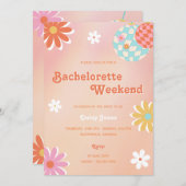 70's Vloeiend vermogen Disco Bachelorette-uitnodig Kaart (Voorkant / Achterkant)