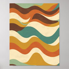 70s Wavy Stripes Patroon Poster