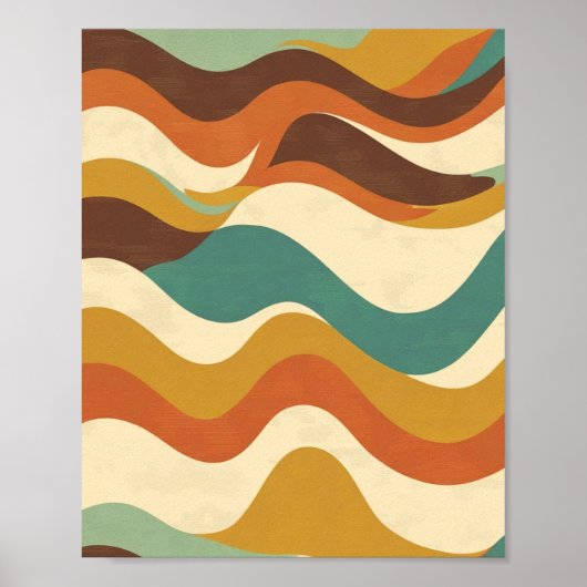  70s Wavy Stripes Patroon Poster (Voorkant)