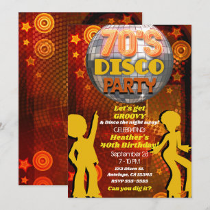 70's Zeventig Jaren Oranje Disco Dans Verjaardagsf Kaart
