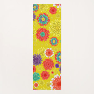 70sJEWEL yogamat, bloemen, geel, Paarse, rood Yogamat