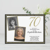 70ste aangepaste 2 foto wit zwart en goud kaart (Staand voorkant)