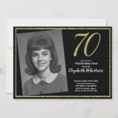 70ste aangepaste foto zwart en goud kaart (Voorkant)