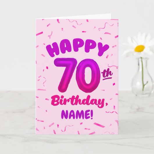 70ste ballon nummer aangepaste naam verjaardagskaa kaart (Kleine Plant)