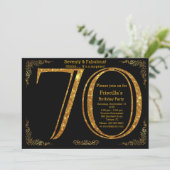 70ste, Birthday party, 70, Gatsby, zwart goud Kaart (Staand voorkant)