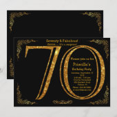 70ste, Birthday party, 70, Gatsby, zwart goud Kaart (Voorkant / Achterkant)