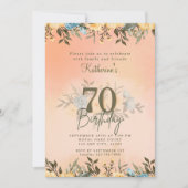 70ste bloemblaadje Boho Waterverf Verjaardag Kaart (Voorkant)