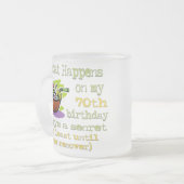 70ste cadeautjes van de Birthday Party. Wat gebeur Matglas Koffiemok (Voorkant links)