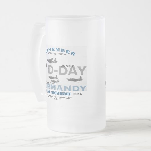 70ste D-Day Luchtslag van Normandië Jubileum Matglas Bierpul (Voorkant links)