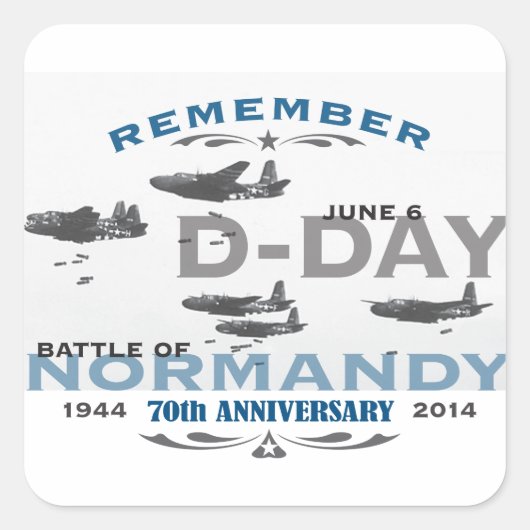 70ste D-Day Luchtslag van Normandië Jubileum Vierkante Sticker (Voorkant)