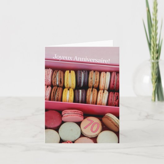 70ste Franse verjaardag Macaron-Joyeux Anniversair Kaart (Voorkant)