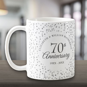70ste huwelijksjubileum liefdesharten confetti koffiemok
